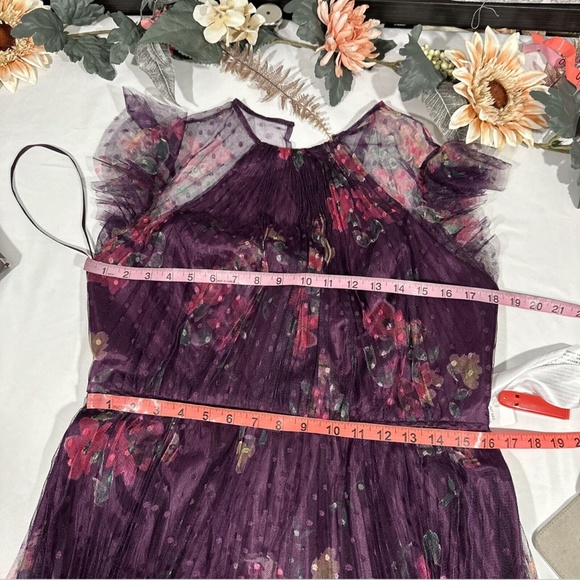 NEW $398 IEENA Mac Duggal‎ [ Small ] Floral Ruffle Fit Flare Tulle Dress #S576 - Picture 3 of 12